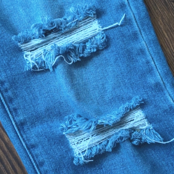 Just Black Chill Take Medium Wash High-Rise Distressed Straight Leg Jeans - Picture 6 of 8